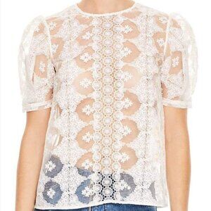 Sandro Esperance Sheer-Inset Lace Top Size 36